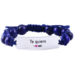 Te quiero pulsera con acero inoxidable y piedras naturales