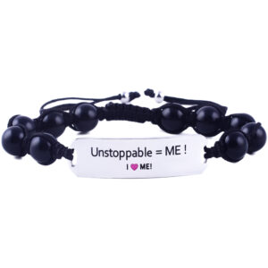 Unstoppable = ME! Motivational bracelet with engraved stainless steel and beads